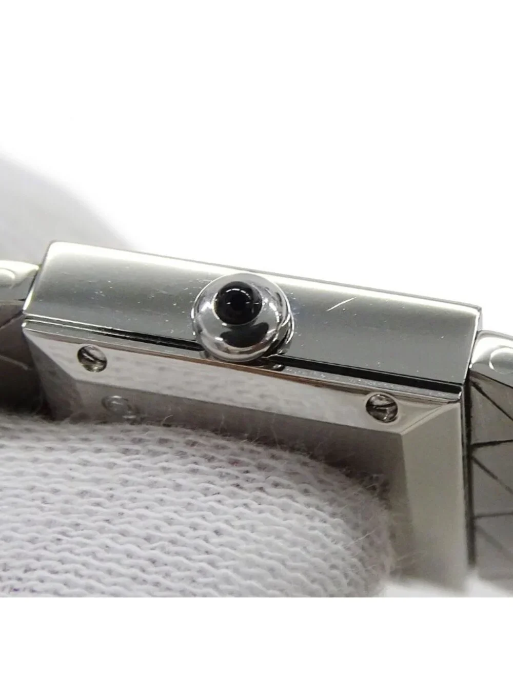 Chanel Watch Quilted Quartz Stainless Steel Silver Black Square Polished